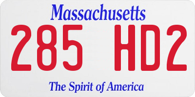 MA license plate 285HD2