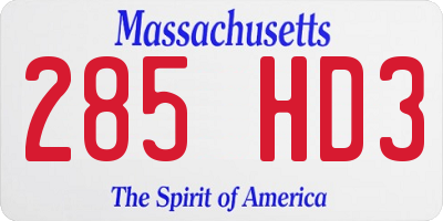 MA license plate 285HD3