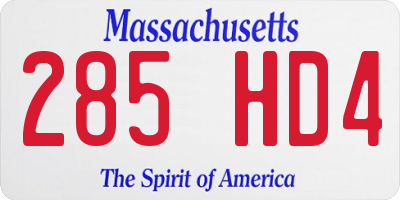 MA license plate 285HD4