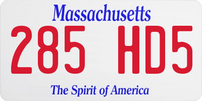 MA license plate 285HD5