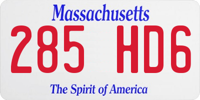MA license plate 285HD6