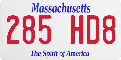 MA license plate 285HD8