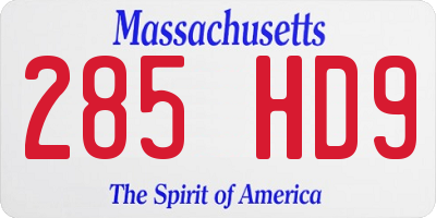 MA license plate 285HD9
