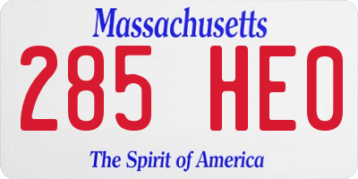 MA license plate 285HE0