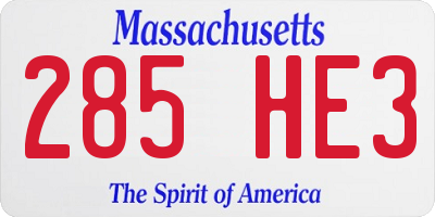 MA license plate 285HE3
