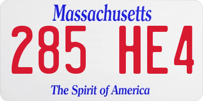 MA license plate 285HE4