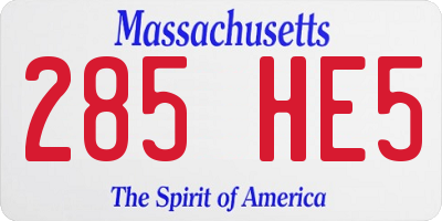 MA license plate 285HE5