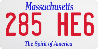 MA license plate 285HE6