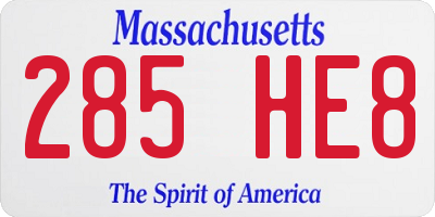 MA license plate 285HE8