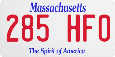 MA license plate 285HF0