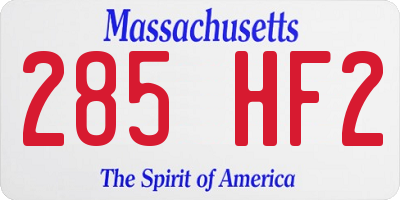 MA license plate 285HF2