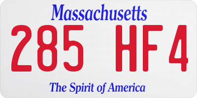 MA license plate 285HF4