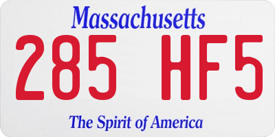 MA license plate 285HF5