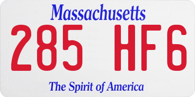 MA license plate 285HF6