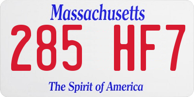 MA license plate 285HF7