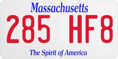 MA license plate 285HF8