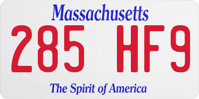 MA license plate 285HF9