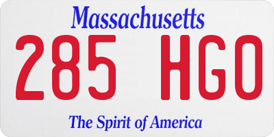 MA license plate 285HG0