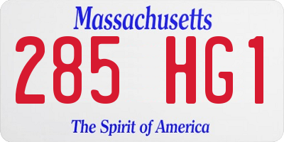 MA license plate 285HG1