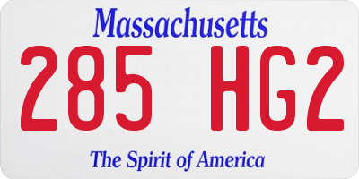 MA license plate 285HG2