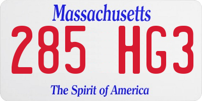 MA license plate 285HG3