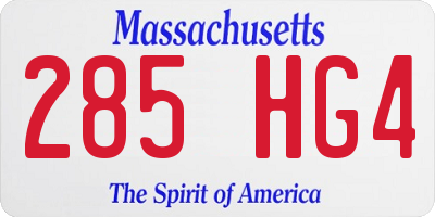 MA license plate 285HG4