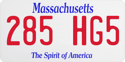MA license plate 285HG5