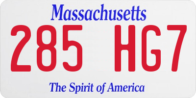 MA license plate 285HG7