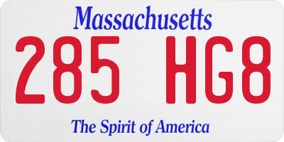 MA license plate 285HG8