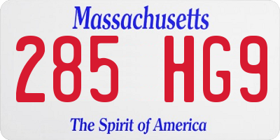 MA license plate 285HG9