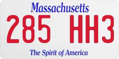 MA license plate 285HH3