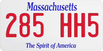 MA license plate 285HH5