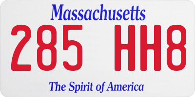 MA license plate 285HH8