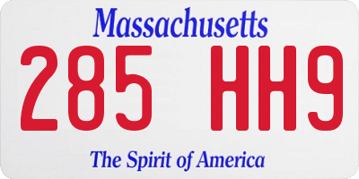 MA license plate 285HH9