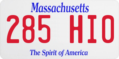 MA license plate 285HI0