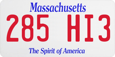 MA license plate 285HI3