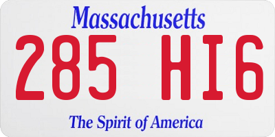 MA license plate 285HI6