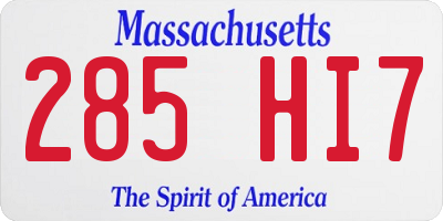 MA license plate 285HI7
