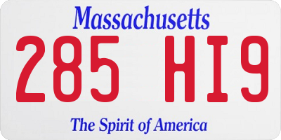 MA license plate 285HI9