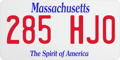 MA license plate 285HJ0