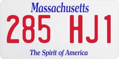 MA license plate 285HJ1