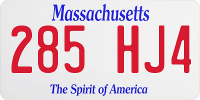 MA license plate 285HJ4