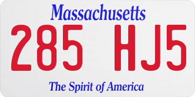 MA license plate 285HJ5