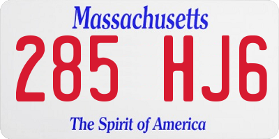 MA license plate 285HJ6