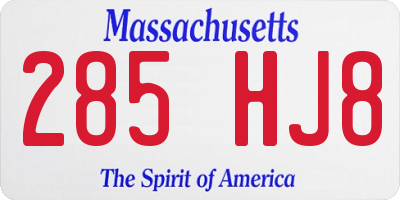 MA license plate 285HJ8