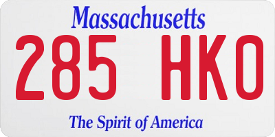 MA license plate 285HK0