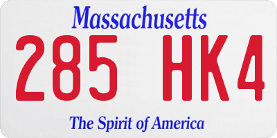 MA license plate 285HK4