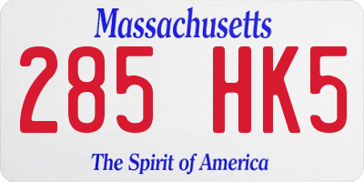 MA license plate 285HK5