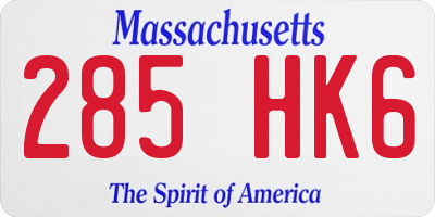 MA license plate 285HK6