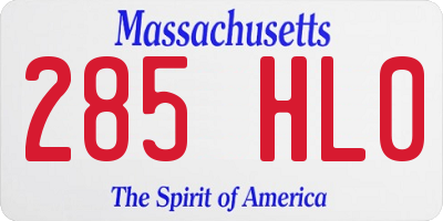 MA license plate 285HL0